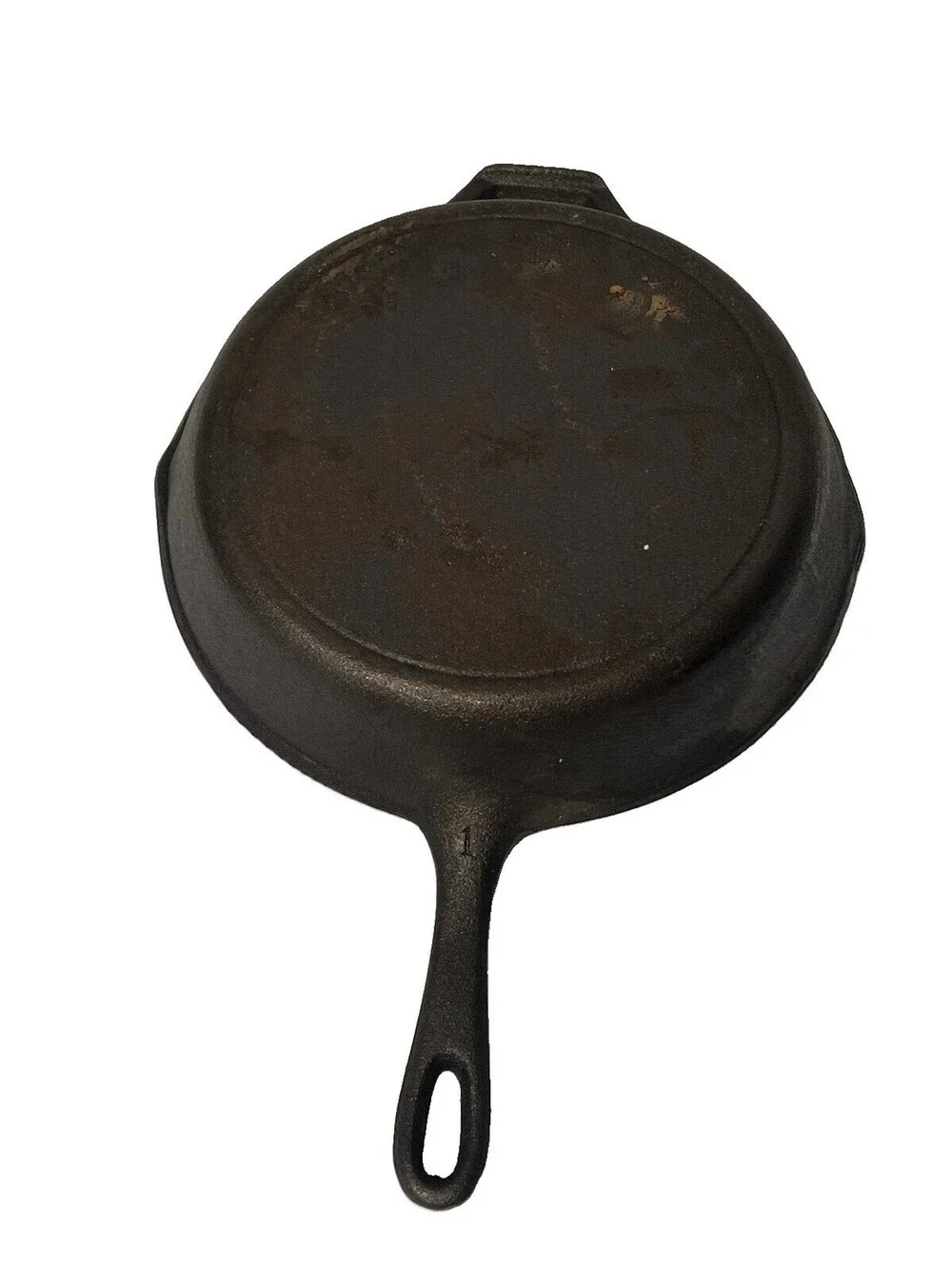 Unmarked #1 Cast Iron Double Spout Skillet 10 Inch